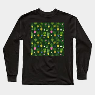 Pattern with potted houseplants Long Sleeve T-Shirt